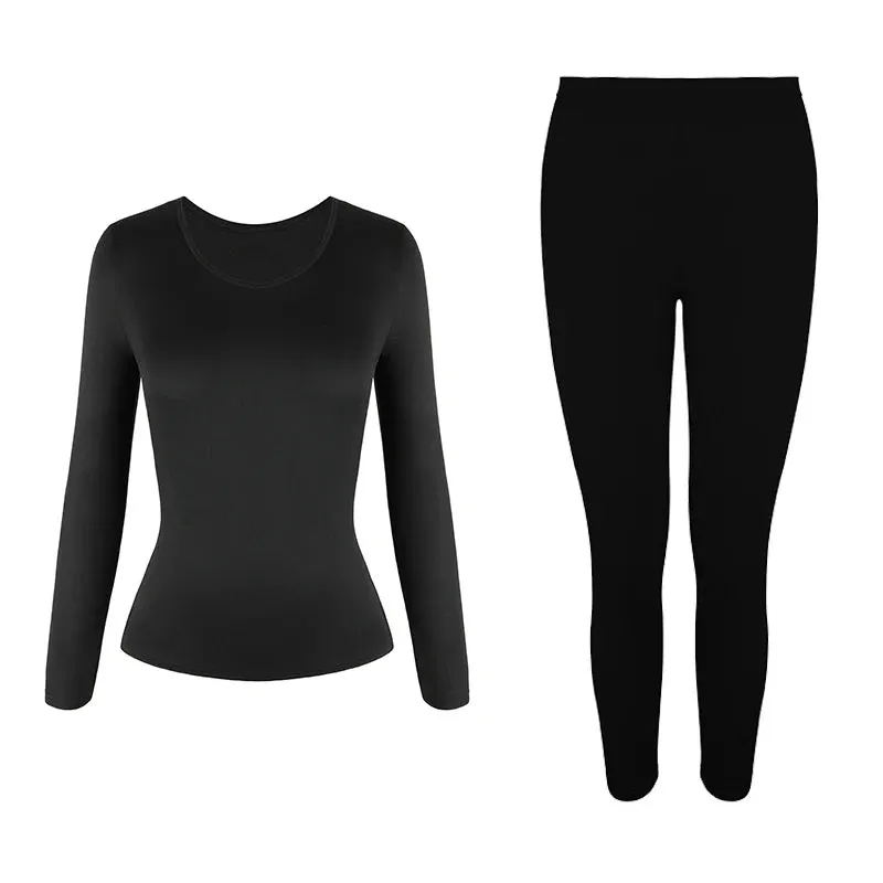 Women's Fleece Lined Thermal Underwear Set Soft Top Bottom 2 Pieces Keep Short Eye Catching