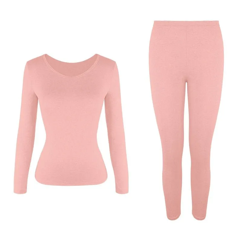 Women's Fleece Lined Thermal Underwear Set Soft Top Bottom 2 Pieces Keep Short Eye Catching