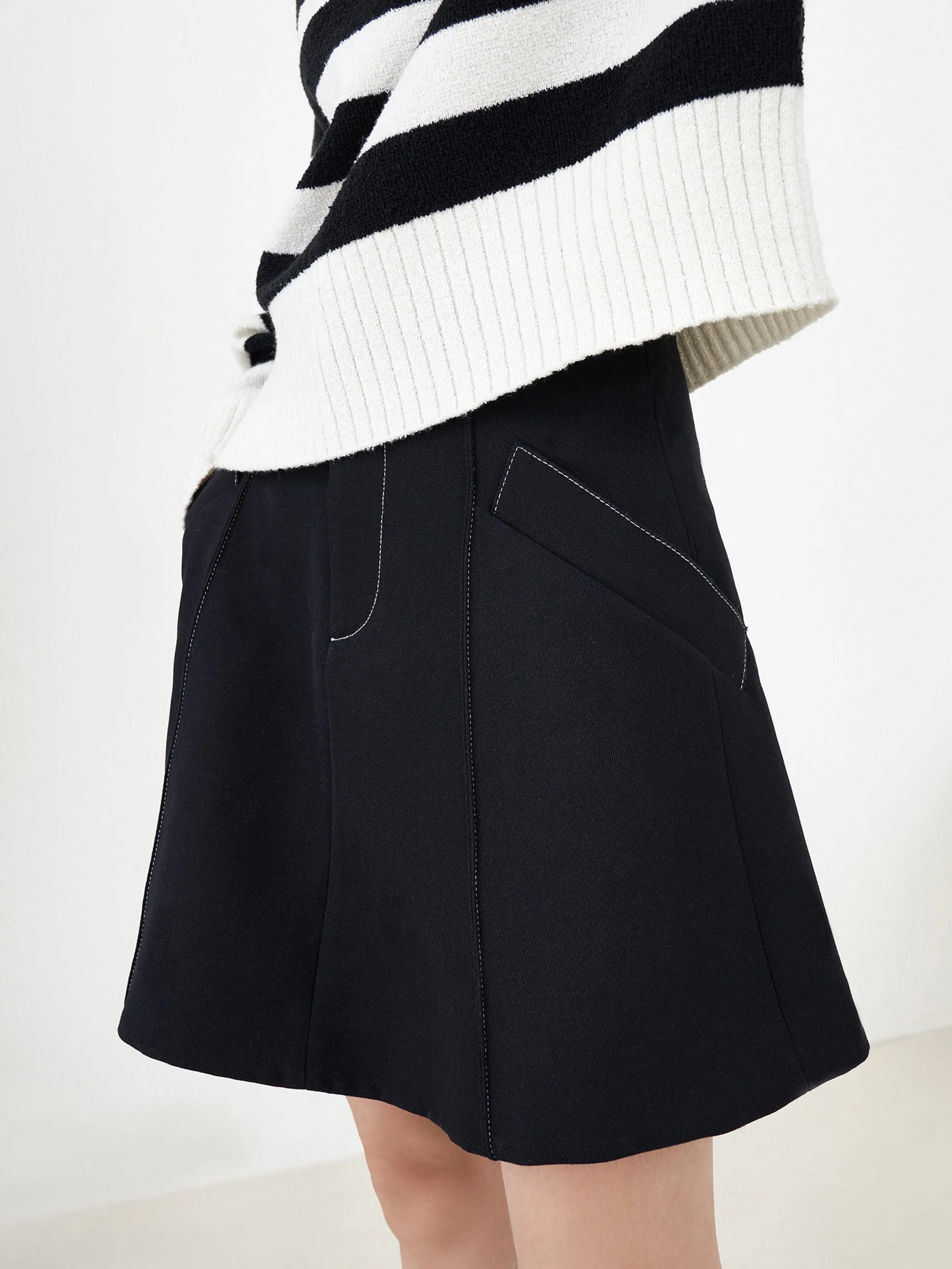 Wool Blend Pleated Culottes