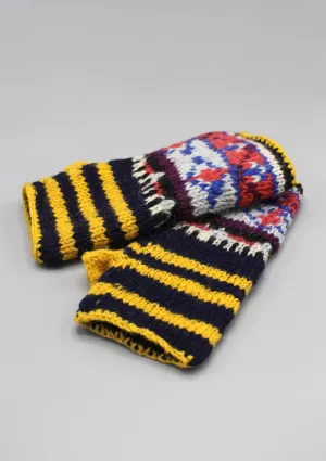 Yellow Black Multicolor Lining Finger less Gloves /Hand Warmers